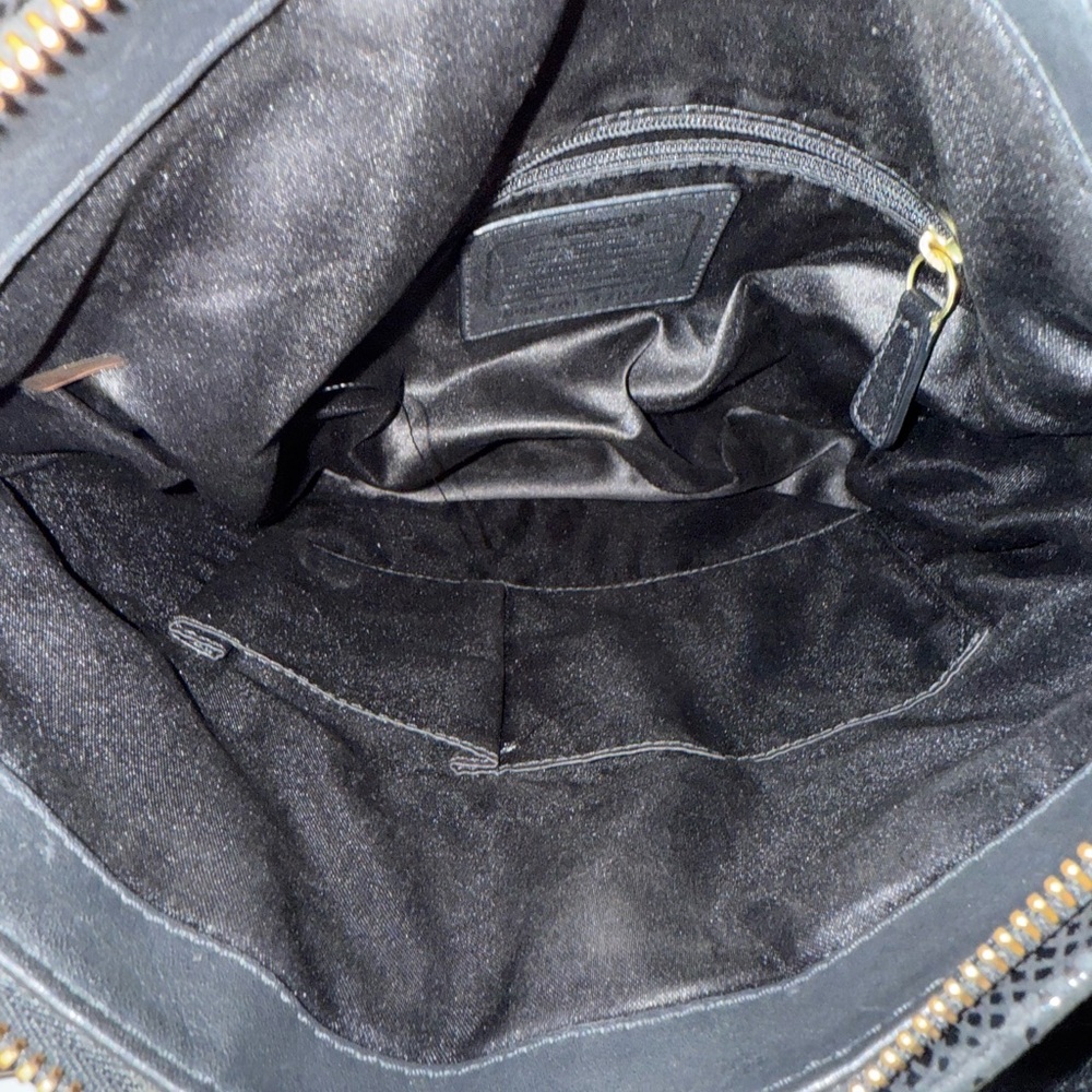 COACH Ashley Hippie Crossbody Satchel Black Leather and Snake Print Trim - Picture 11 of 11